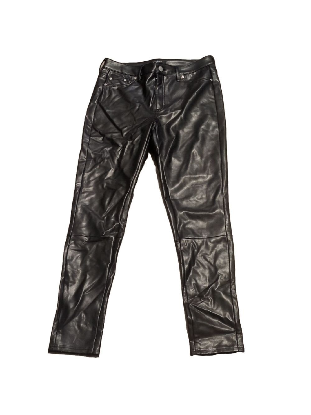 7 For All Mankind Faux Leather Black Pants Size Small